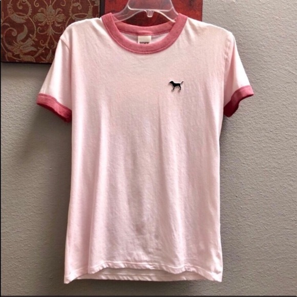 PINK Victoria's Secret Tops - 🔥🔥Victoria's Secret PINK Ringer Crew Dog  Tee XS